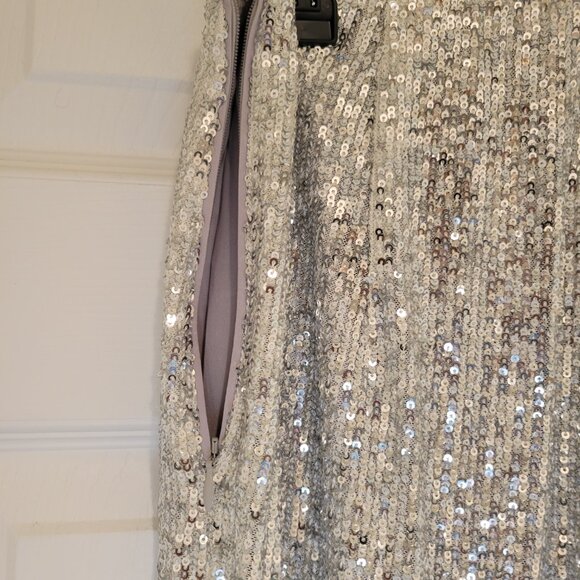 ANN TAYLOR SILVER SEQUIN WIDE LEG PANTS NWT - Picture 10 of 13